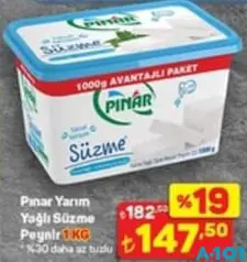 PINAR YARIM YAĞLI SÜZME PEYNİR 1 KG